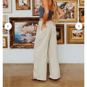NWT Rewash Linen Wide Leg Pants Trousers Size 11 Sand